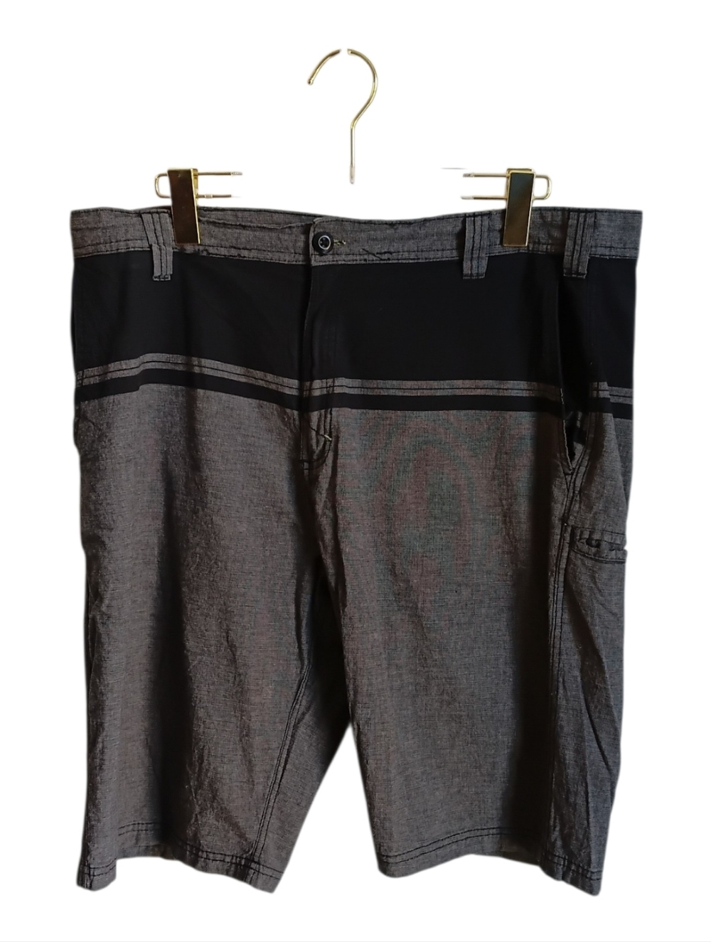 Vintage Y2K Burnside Color Block Shorts 38 Skatercore Skater punk Black& Grey